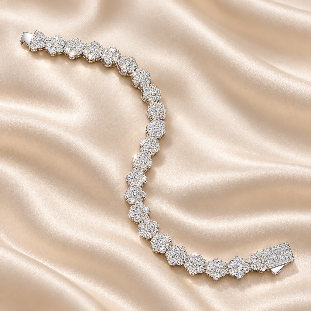 2.5mm Floral Cluster Moissanite Tennis Bracelet