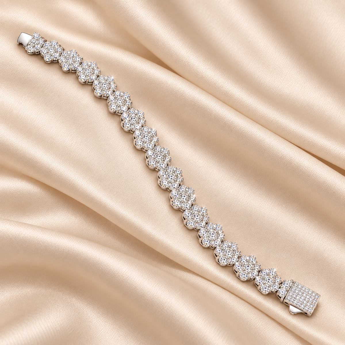 2.5mm Floral Cluster Moissanite Tennis Bracelet