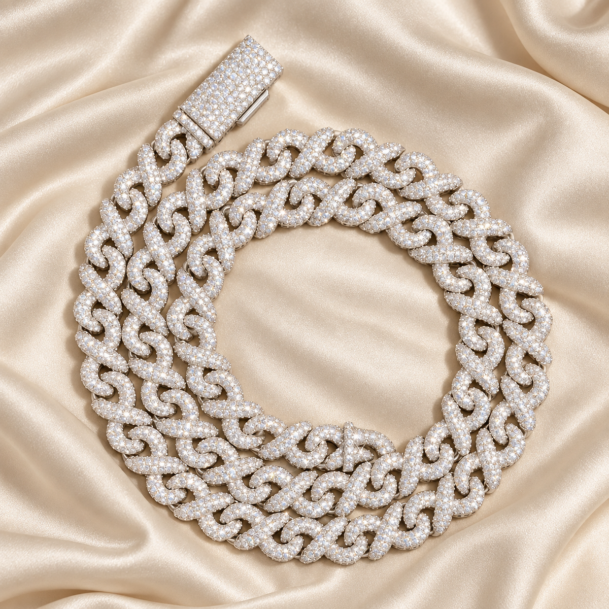 8mm Jewelry Infinity Cuban Link Chain 925 Sterling Silver Moissanite Iced Out Necklace for Men