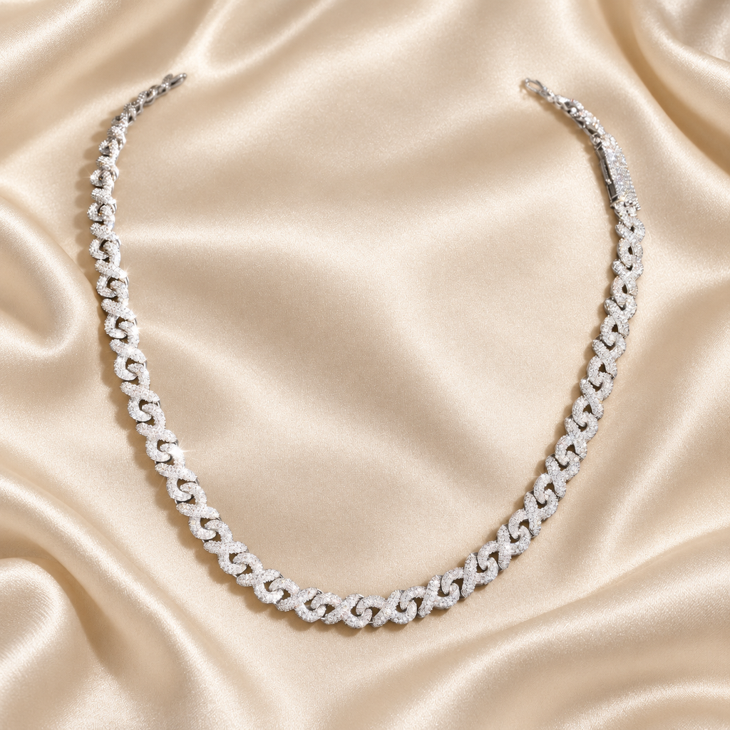 8mm Jewelry Infinity Cuban Link Chain 925 Sterling Silver Moissanite Iced Out Necklace for Men