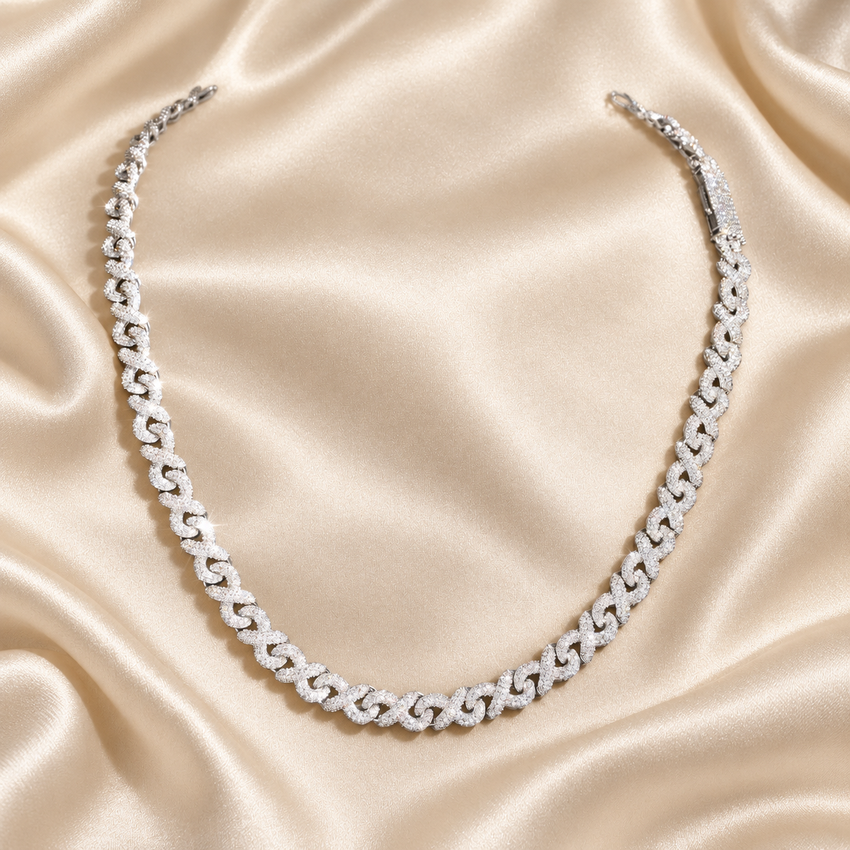 8mm Jewelry Infinity Cuban Link Chain 925 Sterling Silver Moissanite Iced Out Necklace for Men