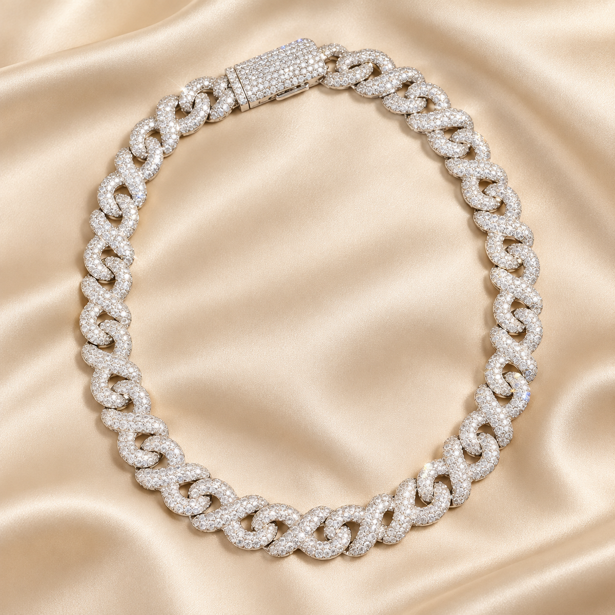 8mm Jewelry Infinity Cuban Link Chain 925 Sterling Silver Moissanite Iced Out Necklace for Men