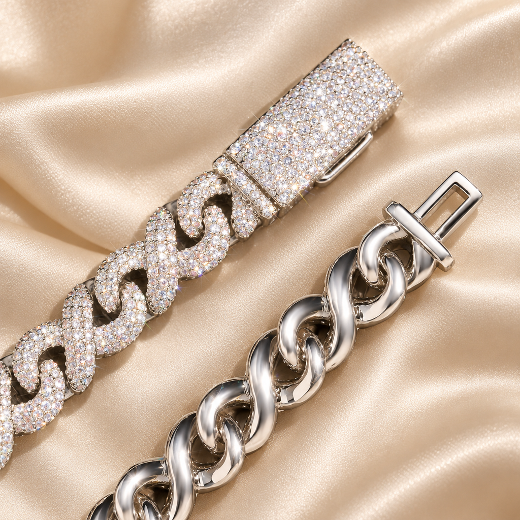 8mm Jewelry Infinity Cuban Link Chain 925 Sterling Silver Moissanite Iced Out Necklace for Men