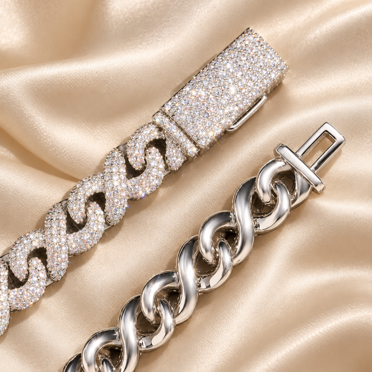 8mm Jewelry Infinity Cuban Link Chain 925 Sterling Silver Moissanite Iced Out Necklace for Men