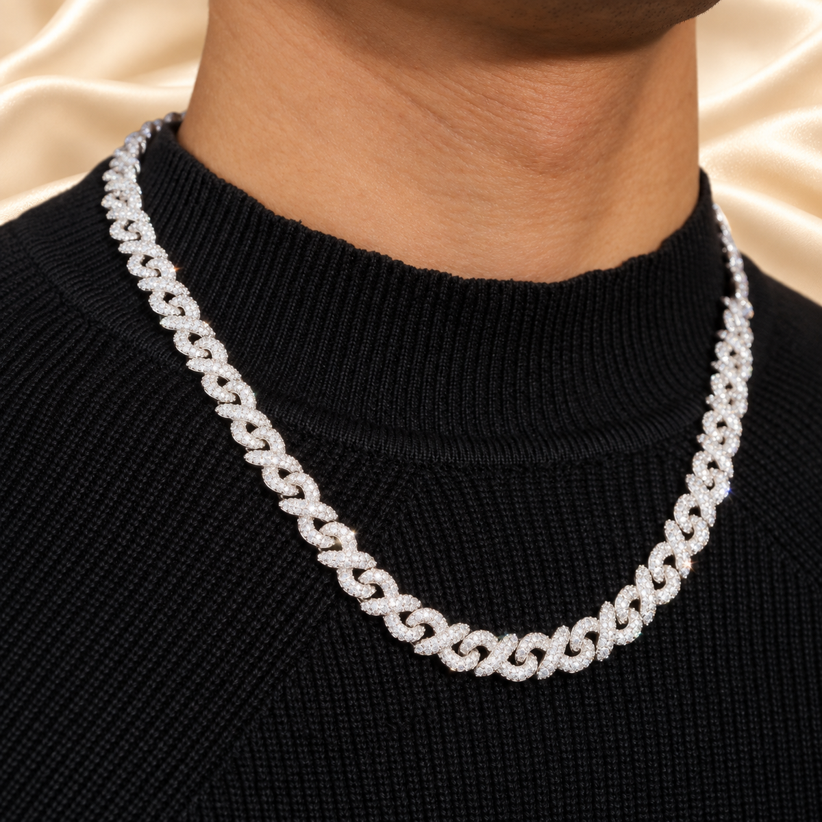8mm Jewelry Infinity Cuban Link Chain 925 Sterling Silver Moissanite Iced Out Necklace for Men