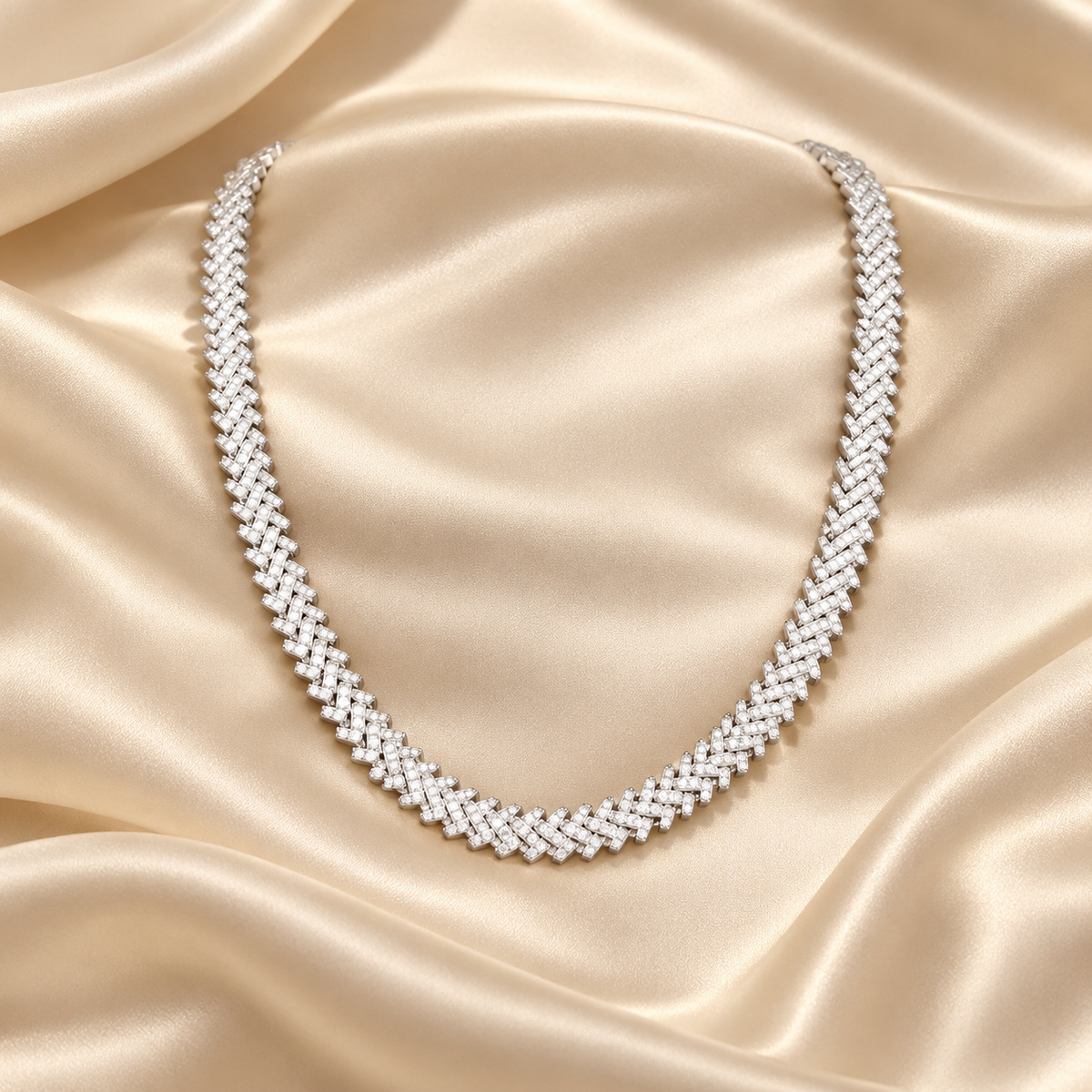 925 Sterling Silver Iced-Out Moissanite Thorn Cuban Link Chain