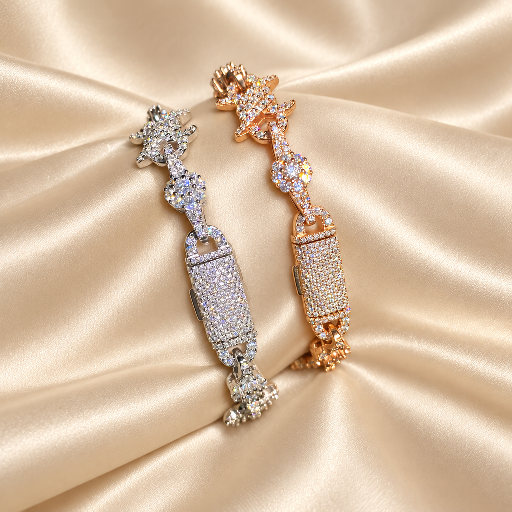 13mm Moissanite Barbed Link Bracelet