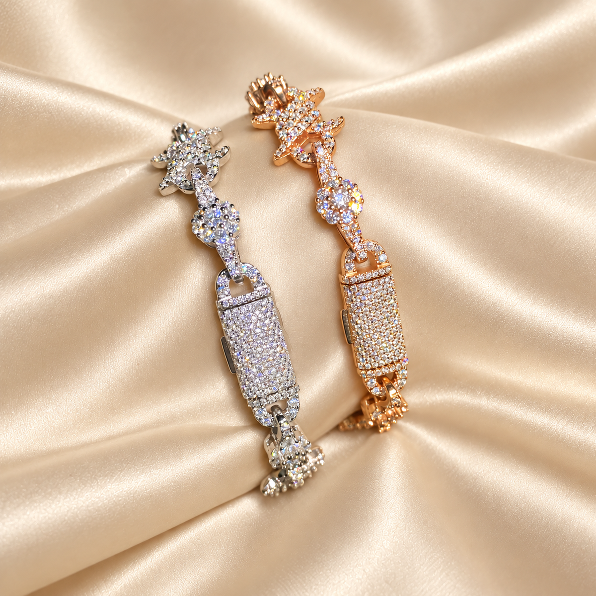 13mm Moissanite Barbed Link Bracelet