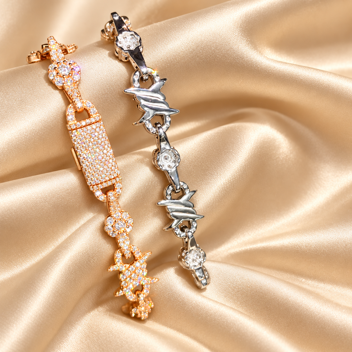 13mm Moissanite Barbed Link Bracelet
