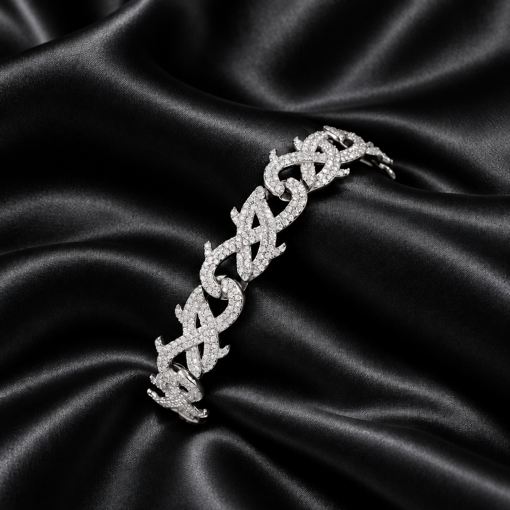 925 Silver Moissanite Thorn Cuban Chain Bracelet