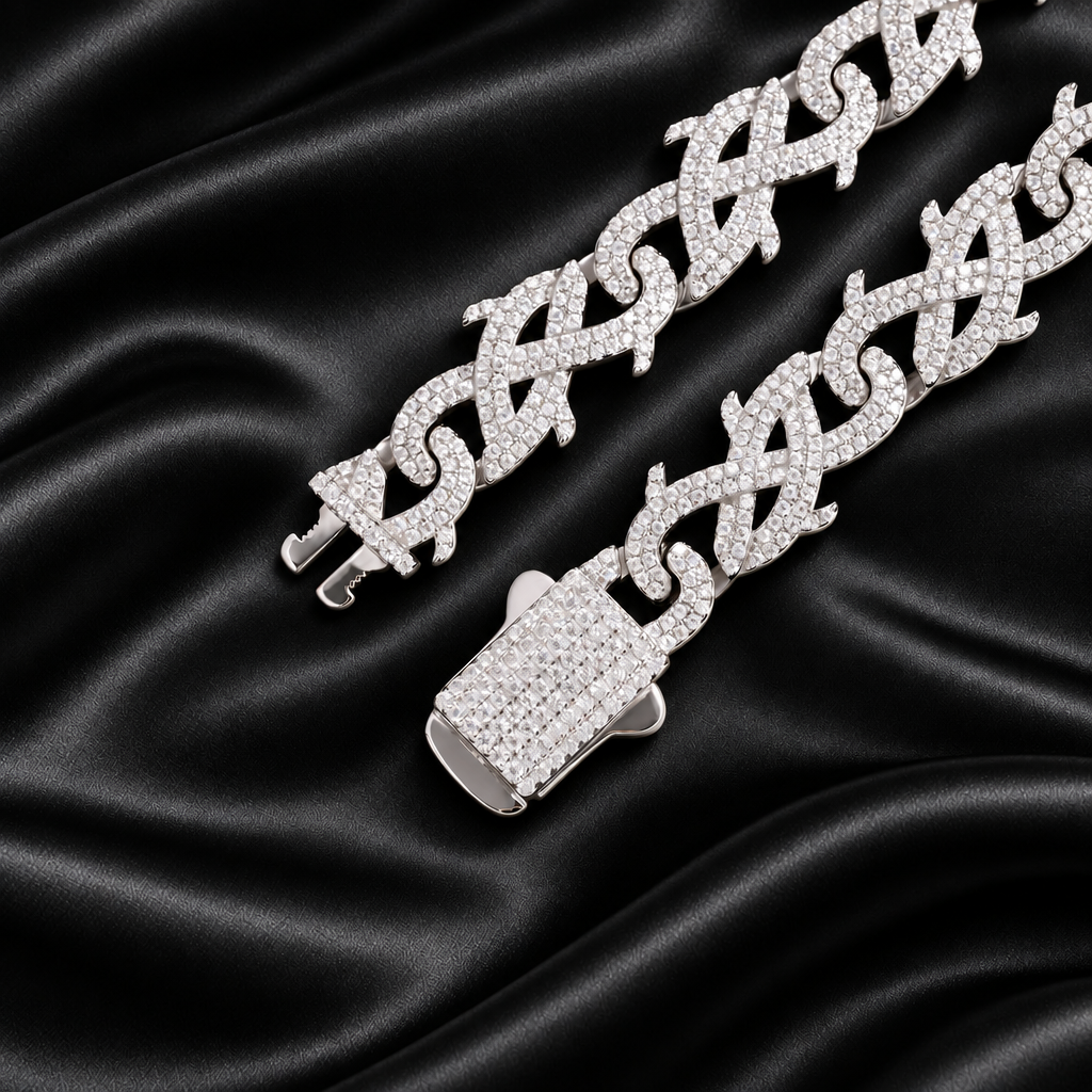 925 Silver Moissanite Thorn Cuban Chain Bracelet