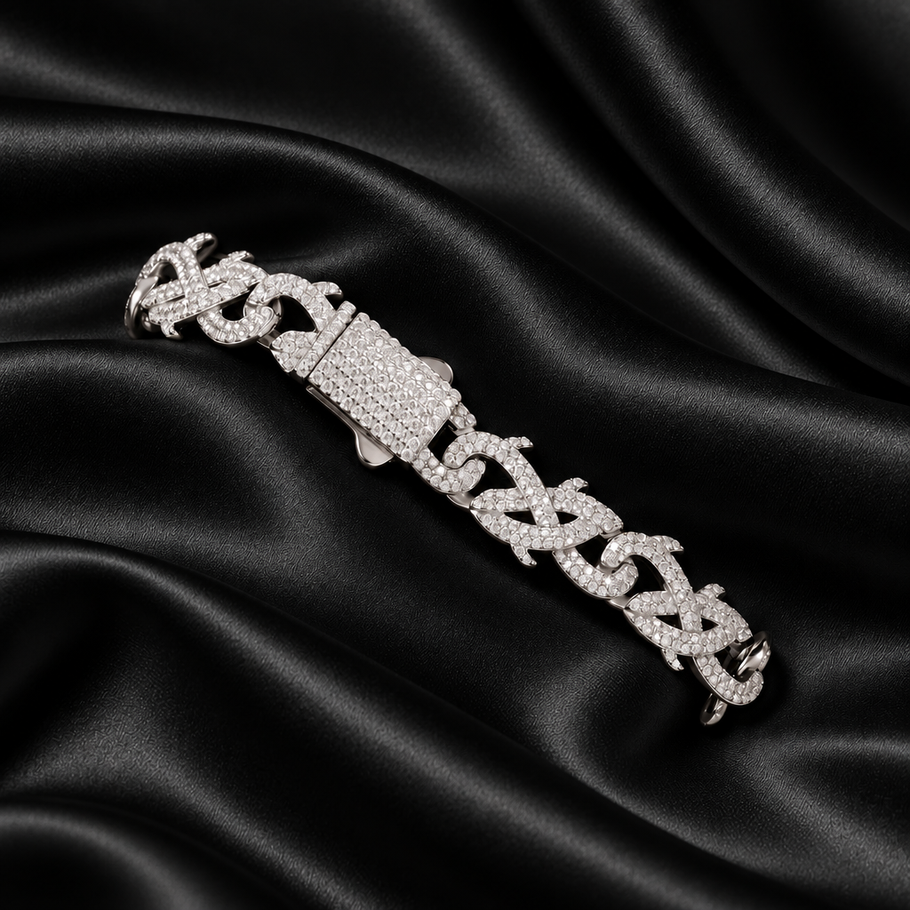 925 Silver Moissanite Thorn Cuban Chain Bracelet