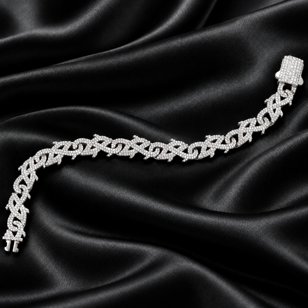 925 Silver Moissanite Thorn Cuban Chain Bracelet