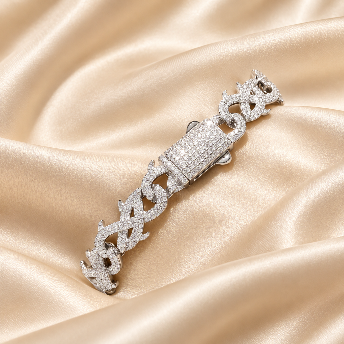 925 Silver Moissanite Thorn Cuban Chain Bracelet