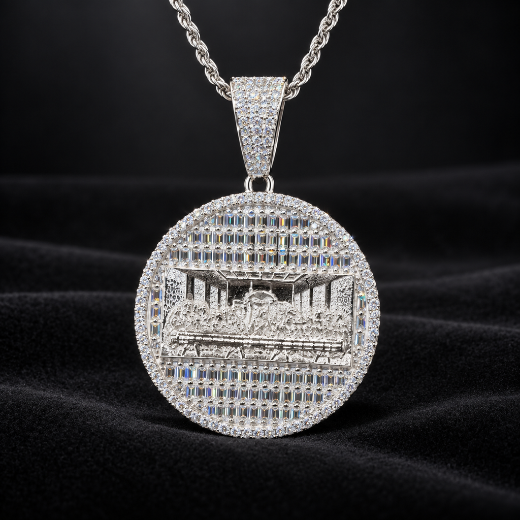 The Last Super Pendant - 925 Sterling Silver Baguette Cut Moissanite