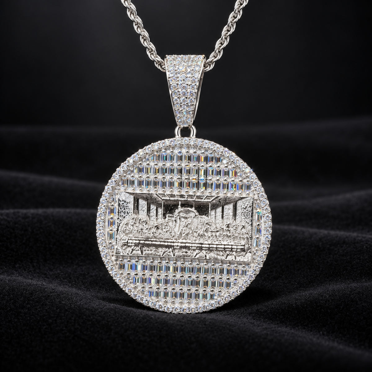 The Last Super Pendant - 925 Sterling Silver Baguette Cut Moissanite