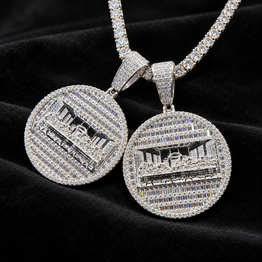 The Last Super Pendant - 925 Sterling Silver Baguette Cut Moissanite