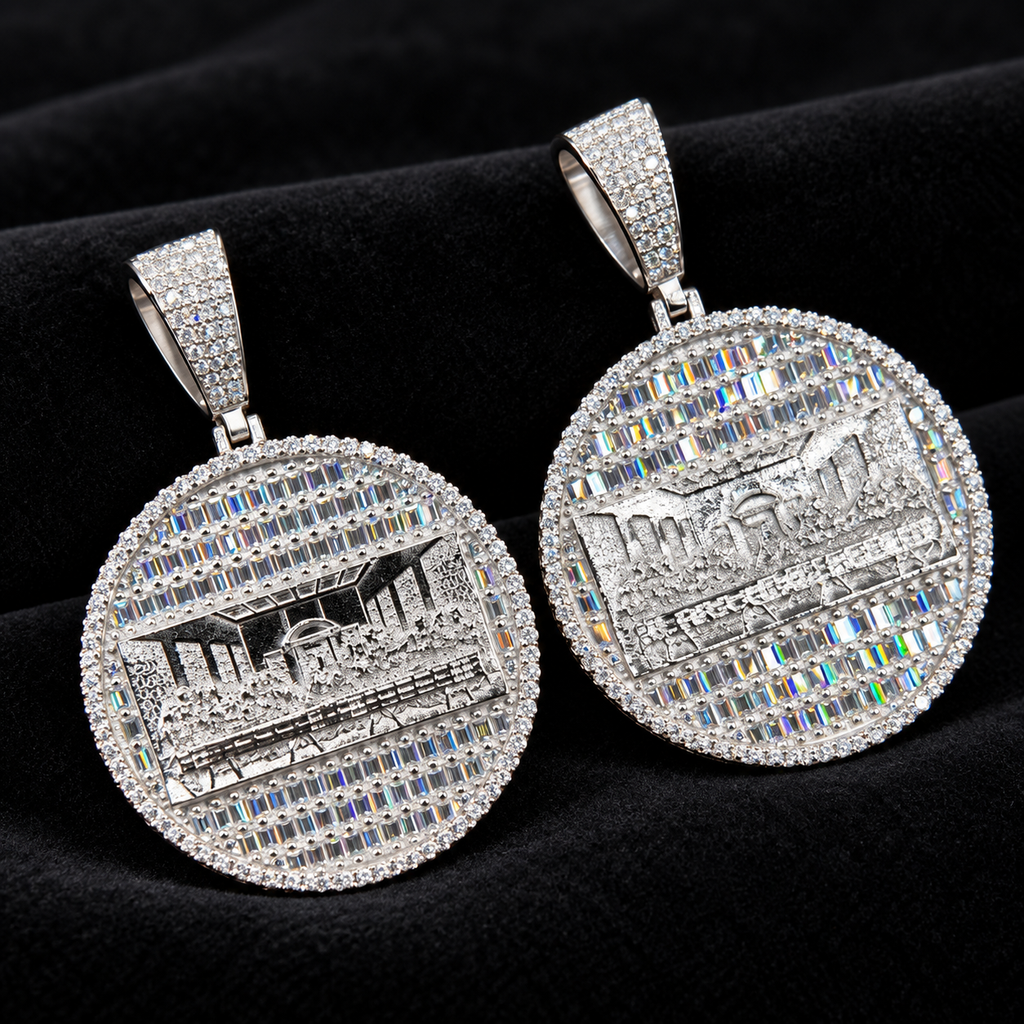 The Last Super Pendant - 925 Sterling Silver Baguette Cut Moissanite