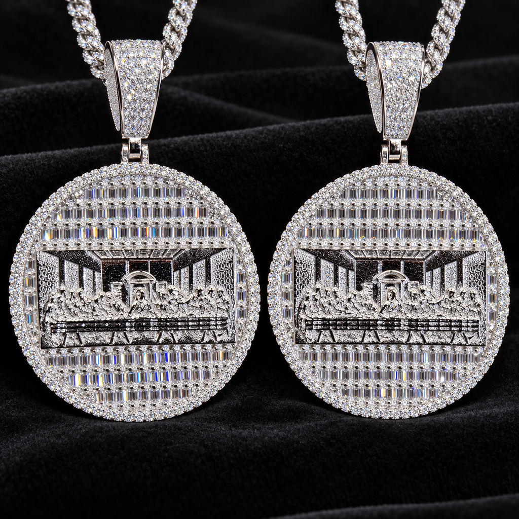 The Last Super Pendant - 925 Sterling Silver Baguette Cut Moissanite