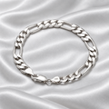 925 Sterling Silver Italian 6.5mm Figaro Cuban Link Curb Chain Bracelet