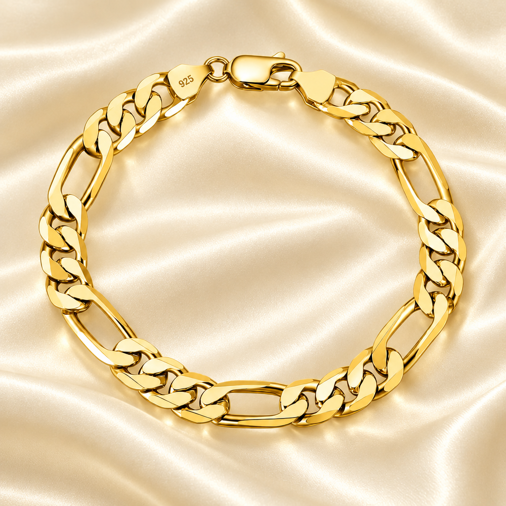 925 Sterling Silver Italian 6.5mm Figaro Cuban Link Curb Chain Bracelet