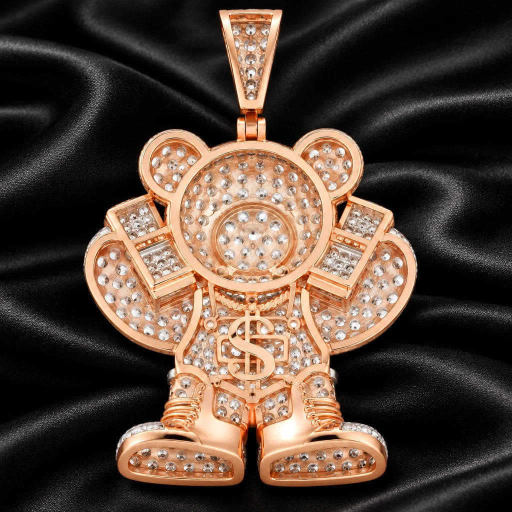 VVS1 Moissanite Iced Out Bull Head Pendant Sparkling 14K Yellow Gold Plated Hip Hop Jewelry