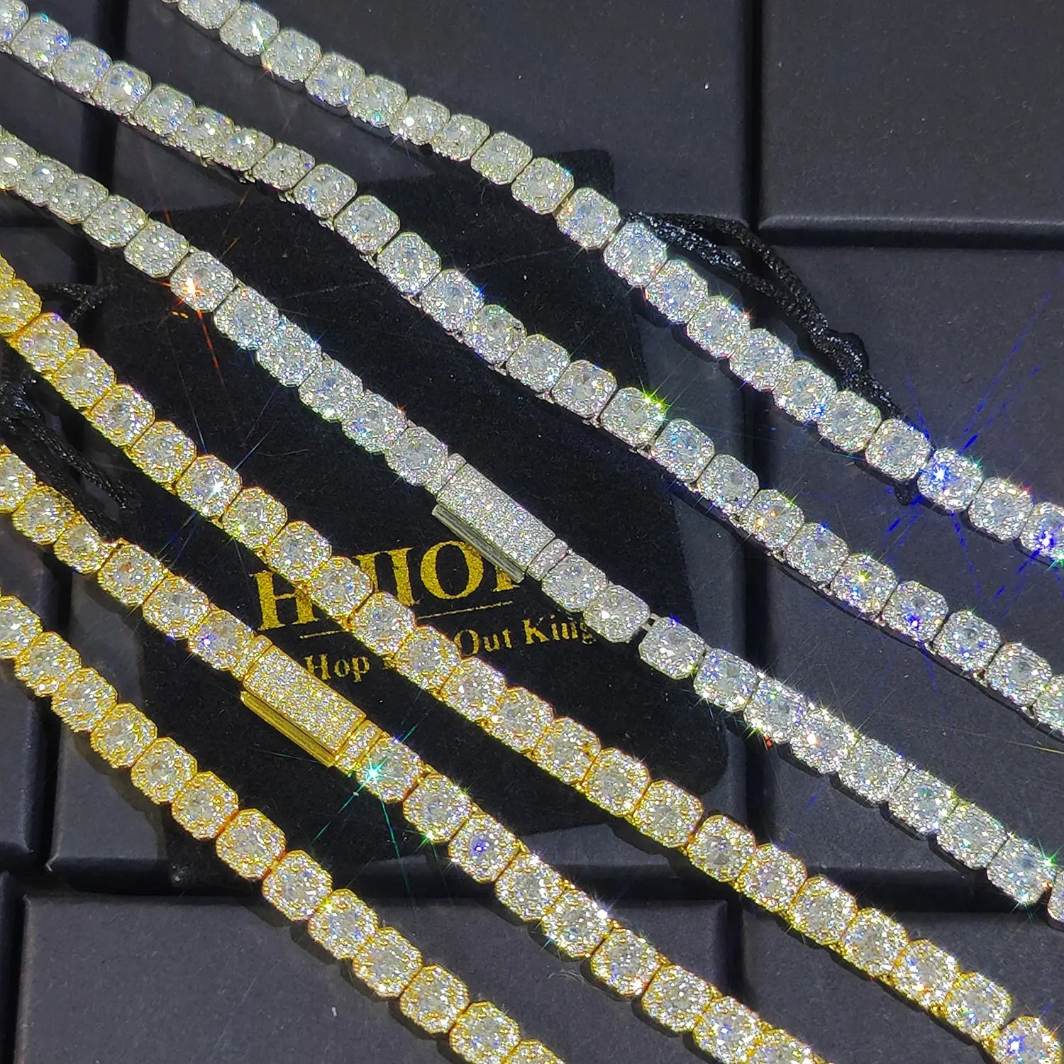 Pavé-Clustered Diamond Tennis Chain Cuban Link Chain/Bracelet