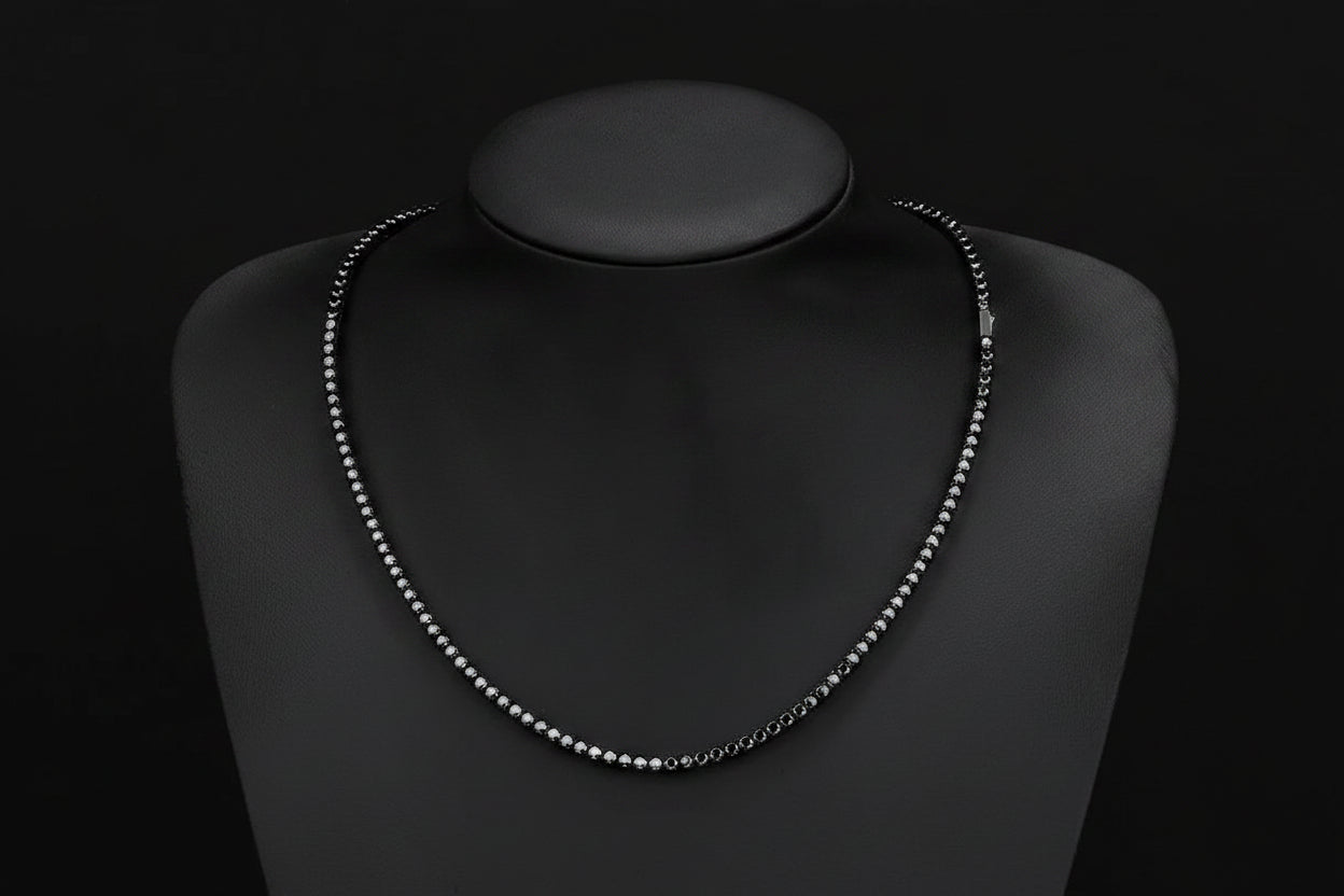 Elite Black Moissanite Tennis Chain Necklace