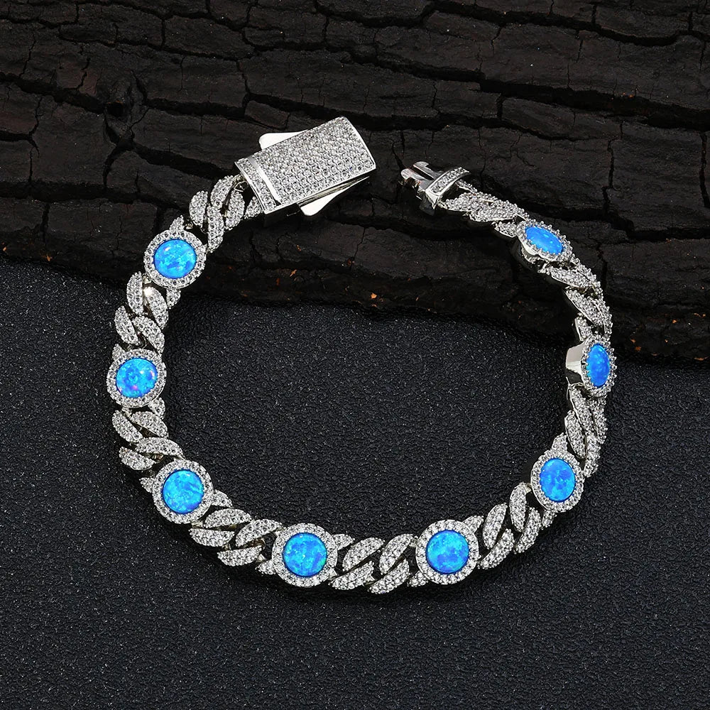 Pavé-Drenched Opal Chain Bracelet