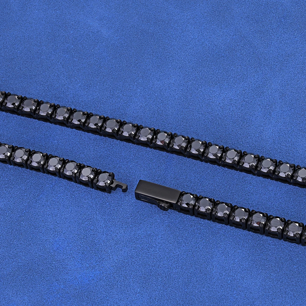 Elite Black Moissanite Tennis Chain Necklace